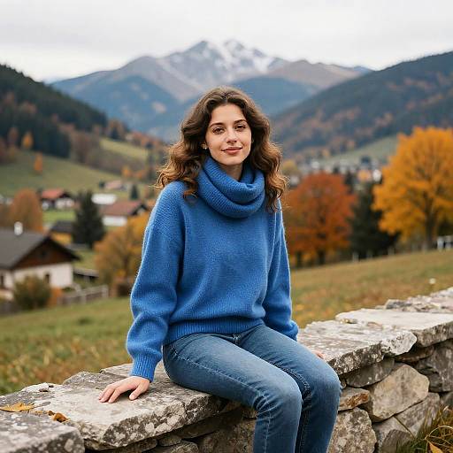 Young Woman in Autumn Landscape