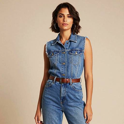 Stylish Woman in Denim Jumpsuit Portrait