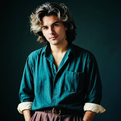 Young Man in Vintage 1980s Casual Outfit