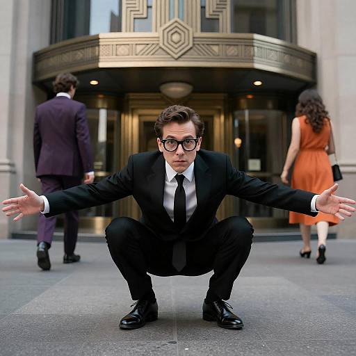 Art Deco Scene with Dramatic Figure