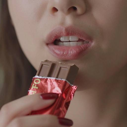 Intimate Close-up of Woman and Chocolate