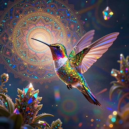 Psychedelic Prismatic Hummingbird Garden