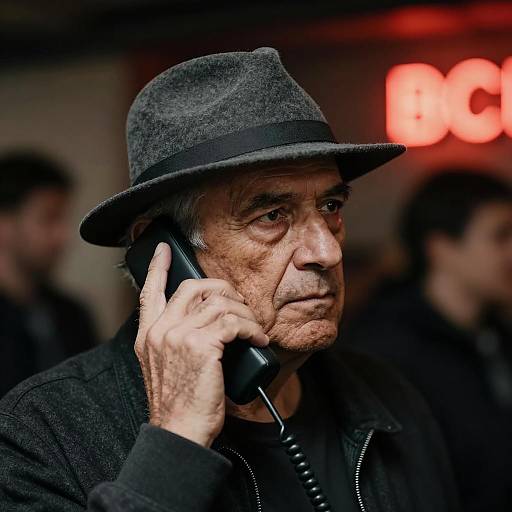 Older Man with Gray Hat on Phone