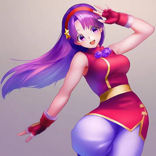 Illustration of Asamiya athena, the king of fighters in the style of Takoyaki (roast)
