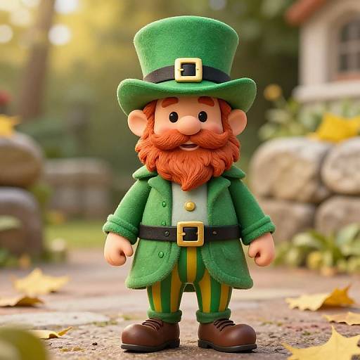 Cheerful Leprechaun in Sunlit Garden