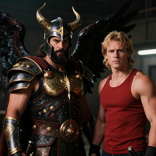 Dynamic Duel: Warrior and Modern Man