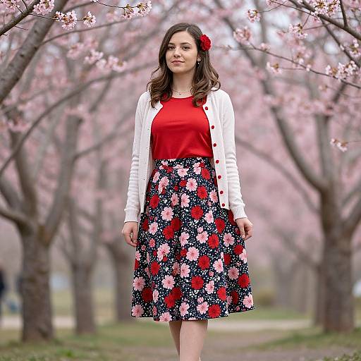 Young Woman Among Cherry Blossoms
