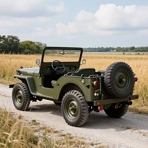 Vintage 1955 Willys Military Jeep Scene