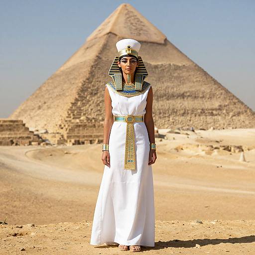 Ancient Egypt Woman in White Dress