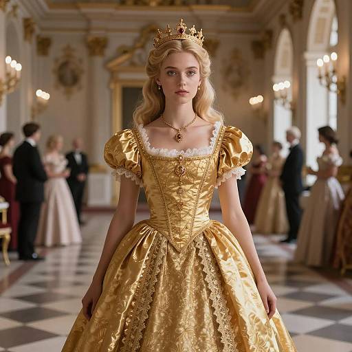 Elegant Gold Cinderella in Grand Hall