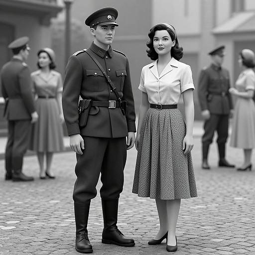 Vintage 1940s Military Street Scene