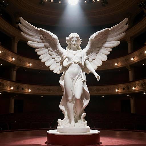 Illuminated Angelic Statue in Theater