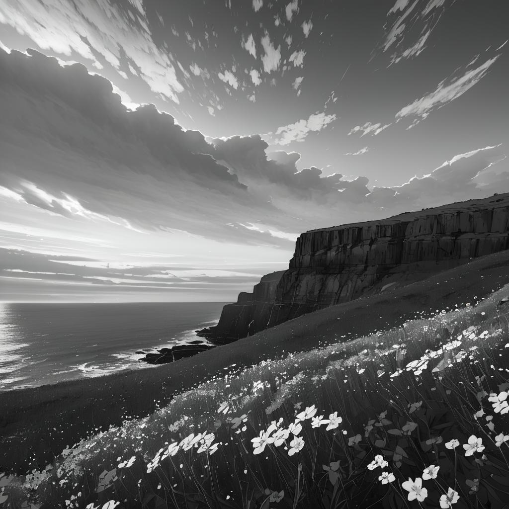 Windswept Cliffs in Monochrome Beauty