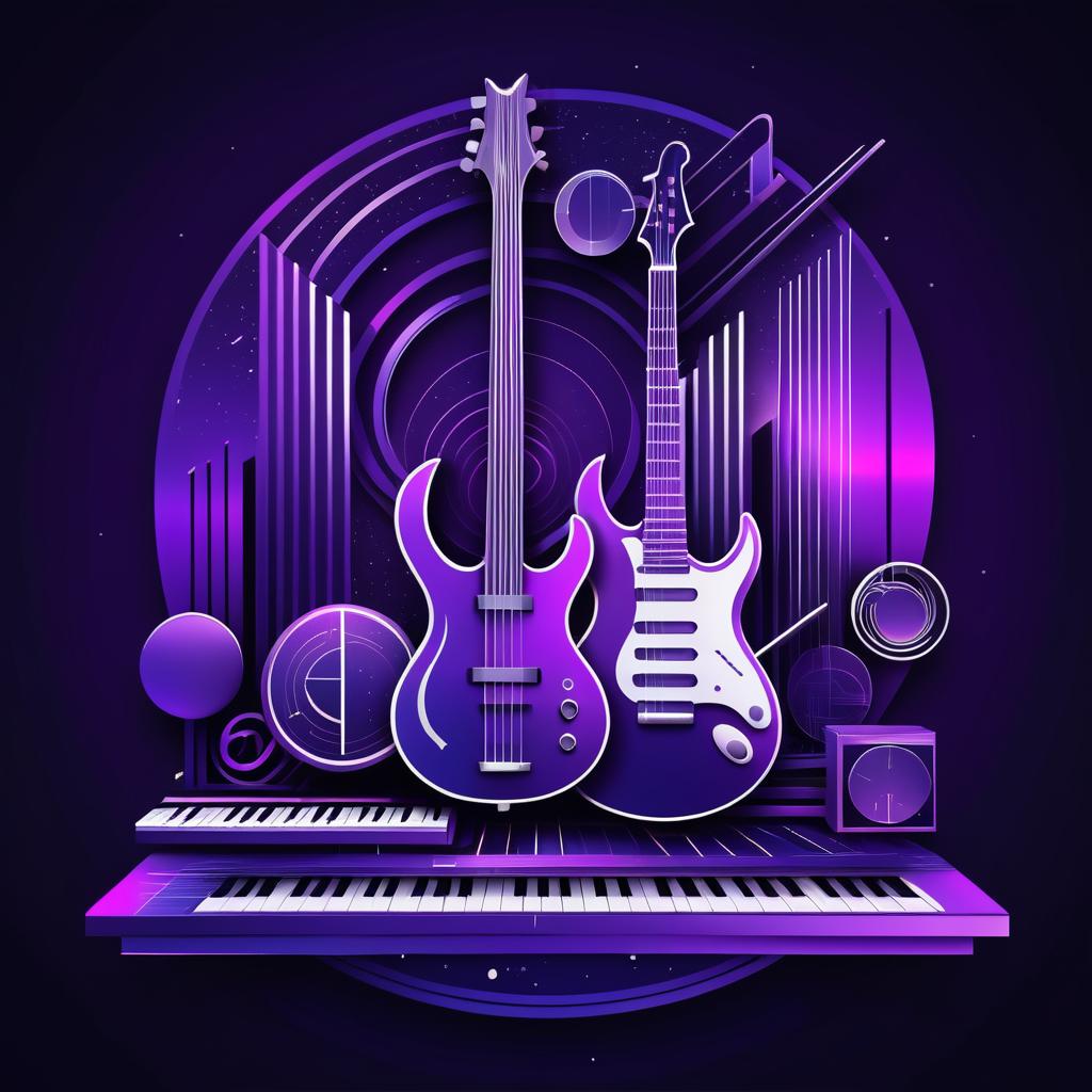 Ethereal Synthwave Musical Instruments Art