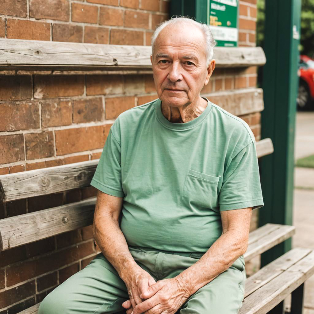 Elderly Man in Sage Green Attire