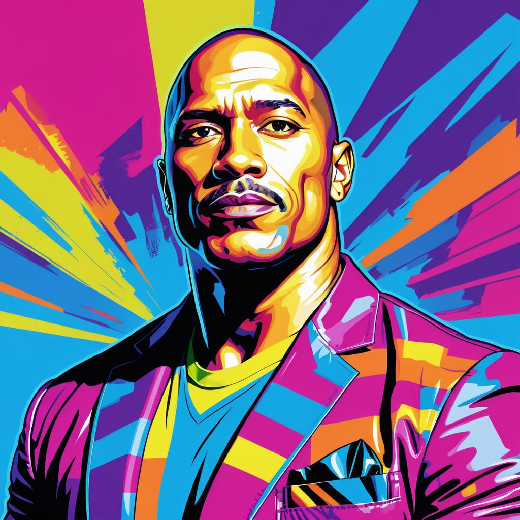 Vibrant Pop Art Portrait of Dwayne Johnson