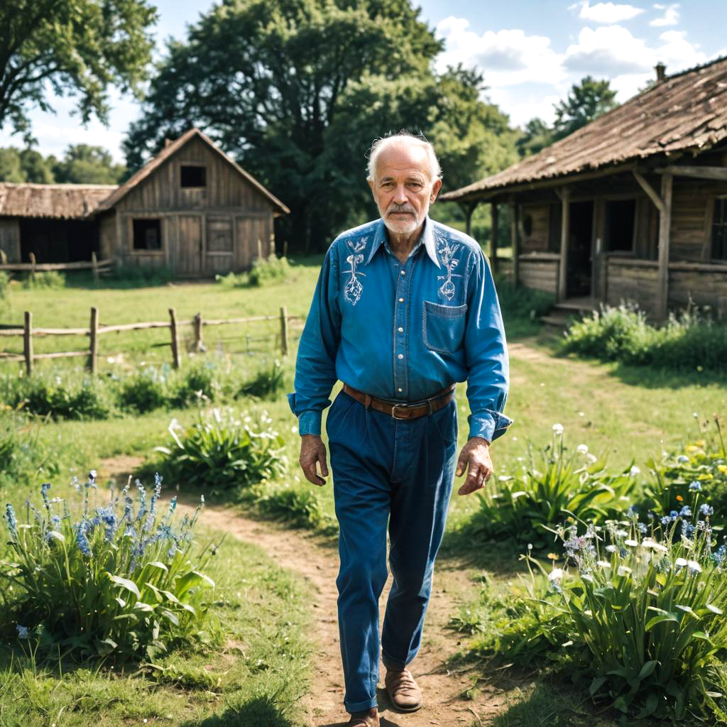 Elderly Farmer in Rustic Setting