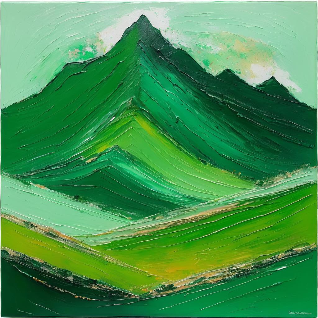 Textured Abstract Mountain Landscape Painting