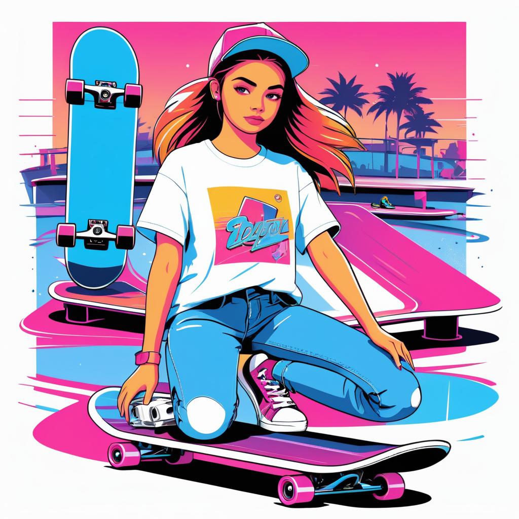 Vibrant Comic T-Shirt Design - Skate Park