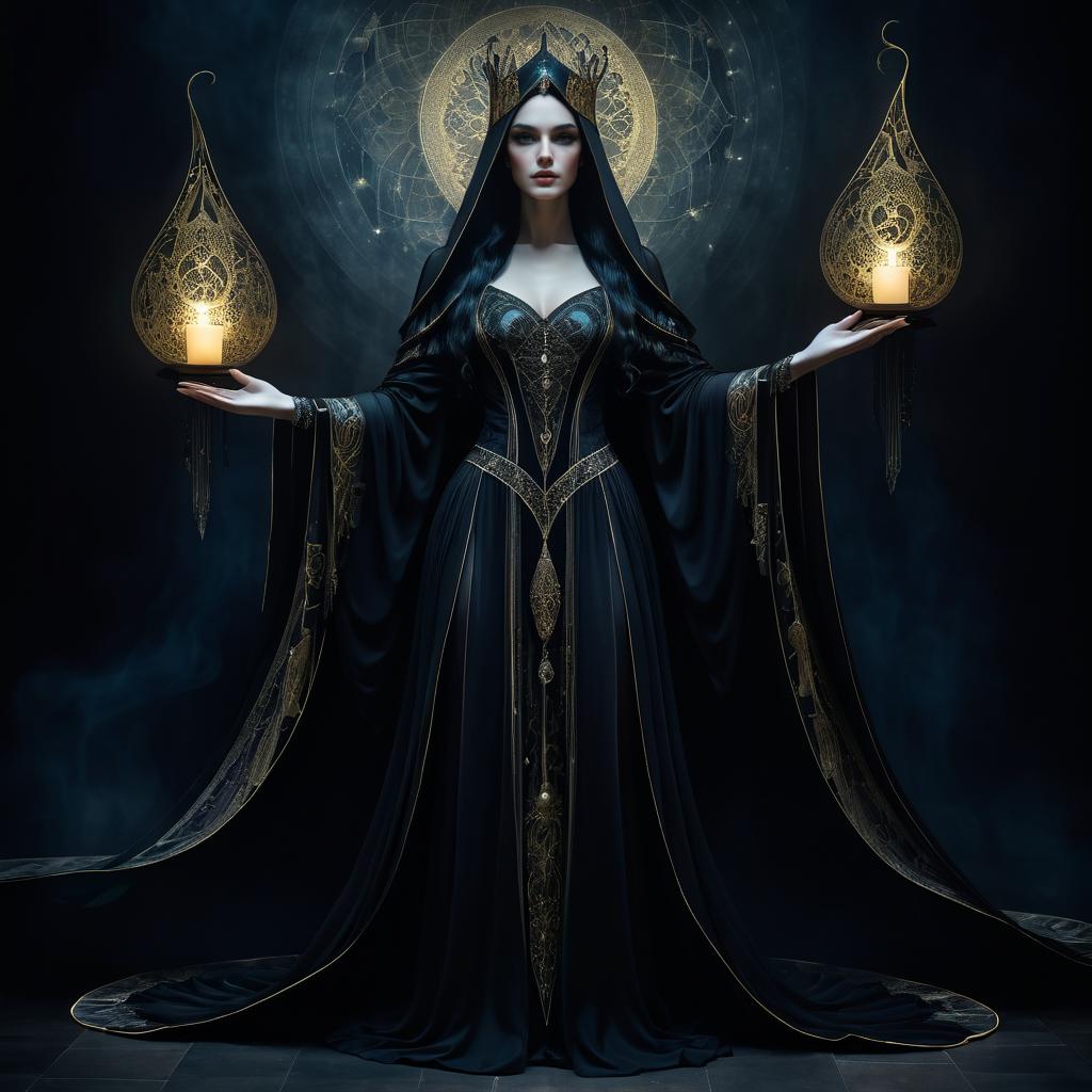 Mystical Sorceress in Gothic Chiaroscuro