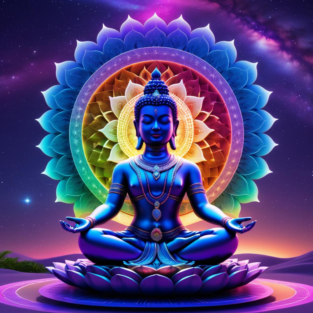 Ultra-Realistic Meditation Statue in Chakra Colors