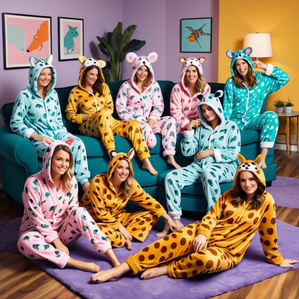 Fun Pose Party in Cozy Animal Pajamas