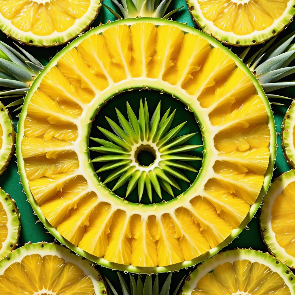 Vibrant Sliced Pineapple Macro Photography