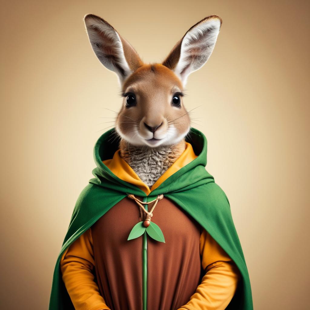 Whimsical Kangaroo as Robin Hood