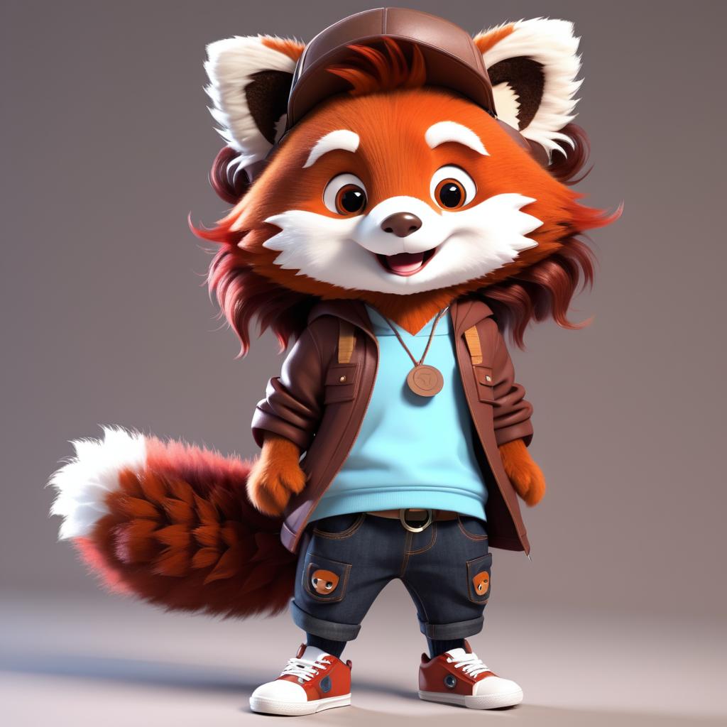 Mischievous 3D Animated Red Panda Character