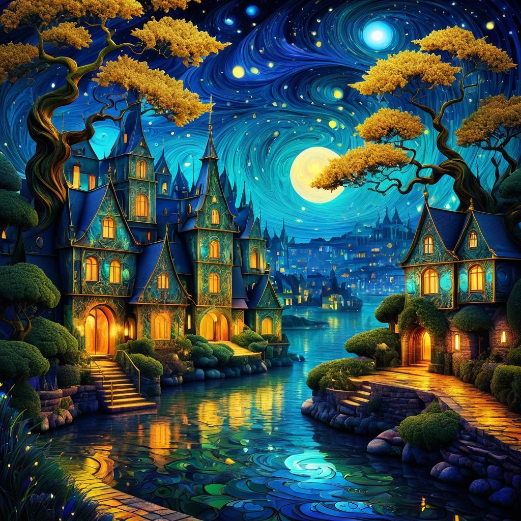 Intricate Fantasy Art Inspired by Van Gogh