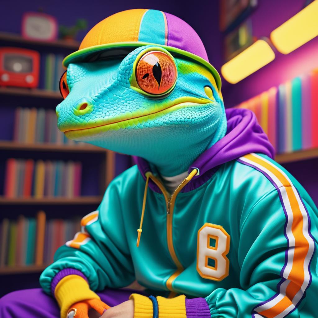 Retro High School Gecko Character Design