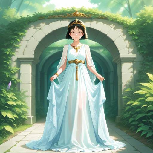 Elegant Young Woman by Stone Bridge Elegant Young Woman by Stone Bridge