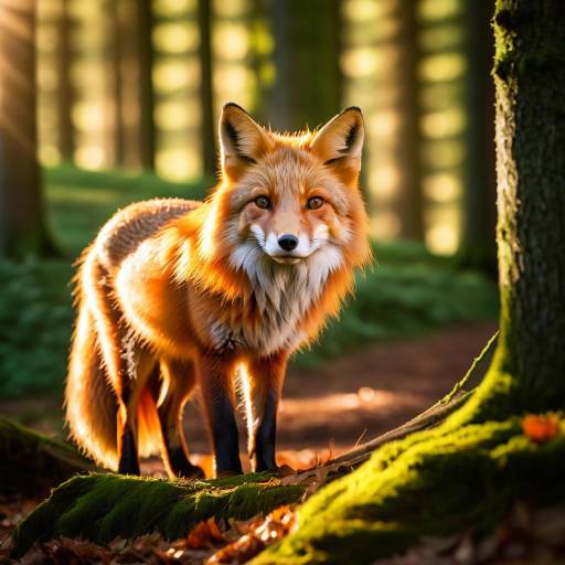 Red Fox in Sunlit Forest