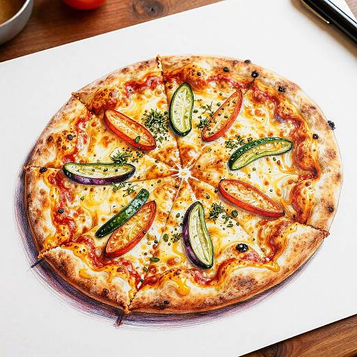 Realistic Hand-Drawn Pizza Illustration