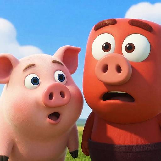 Surprised Pig and Red-Faced Character