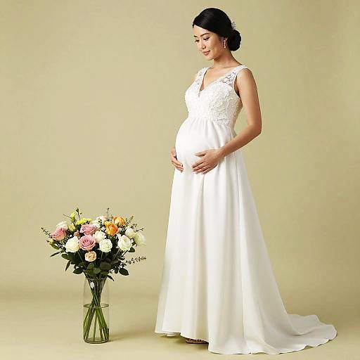 Elegant Wedding Dress and Flowers