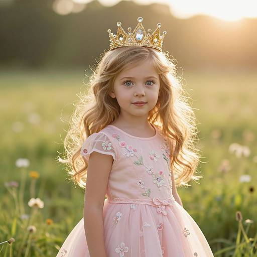 Enchanting Girl in Sunlit Meadow