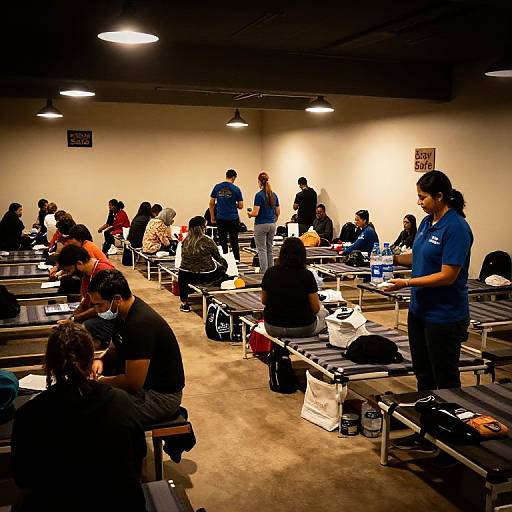 Disaster Shelter with Volunteers and Supplies
