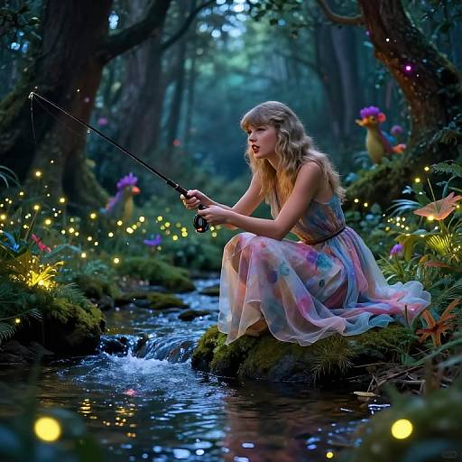 Taylor Swift Fishing in Enchanted Forest