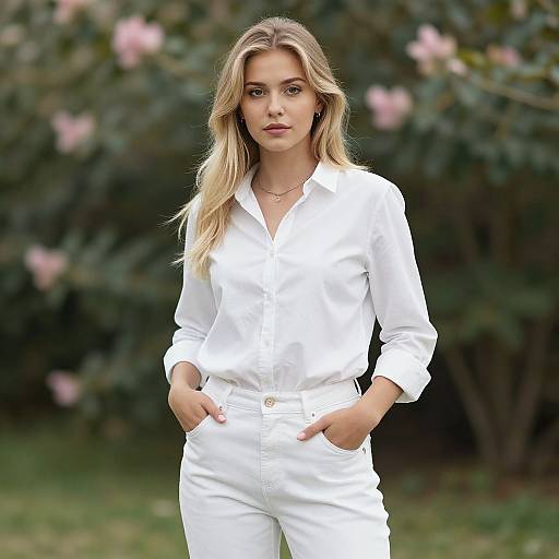 Casual White Outfit Outdoor Portrait