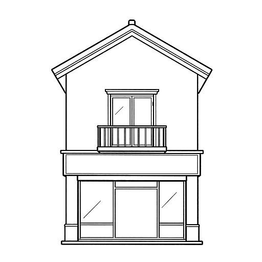Minimalist Two-Story Building Line Art