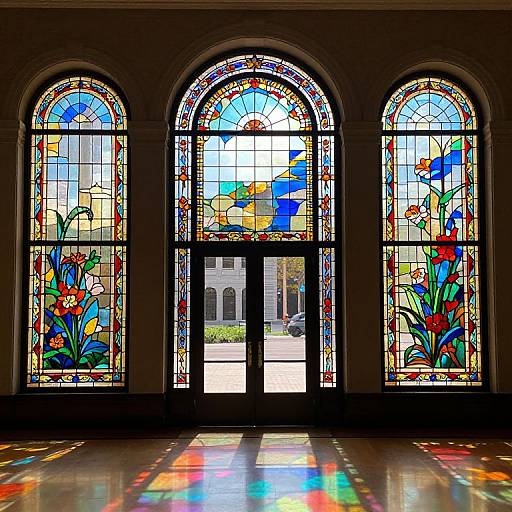 Vibrant Stained Glass Museum Entrance