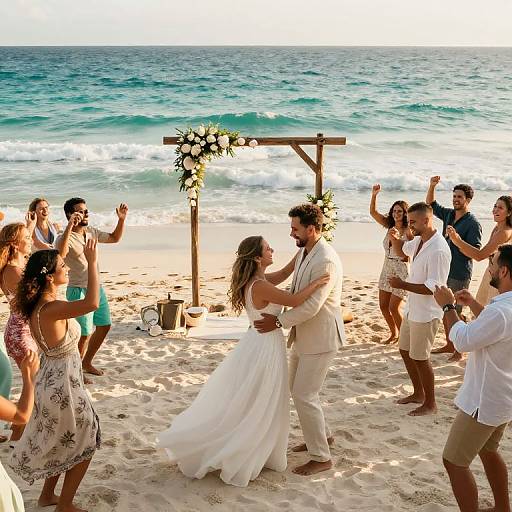 Beach Wedding Celebration at Golden Hour