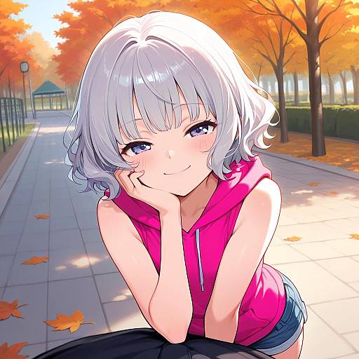 Charming Girl in Autumn Park