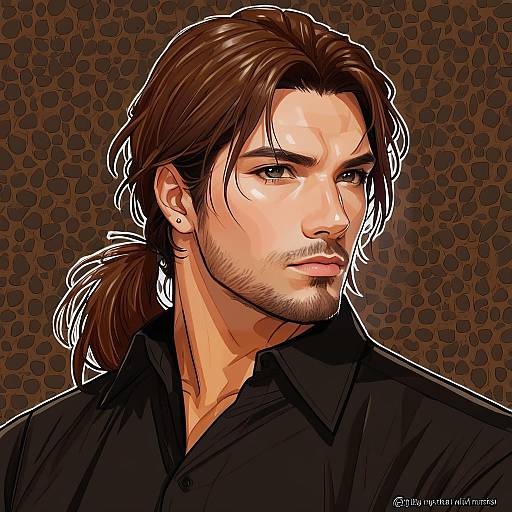 Illustration of Belmond banderas, nijisanji in the style of Monety