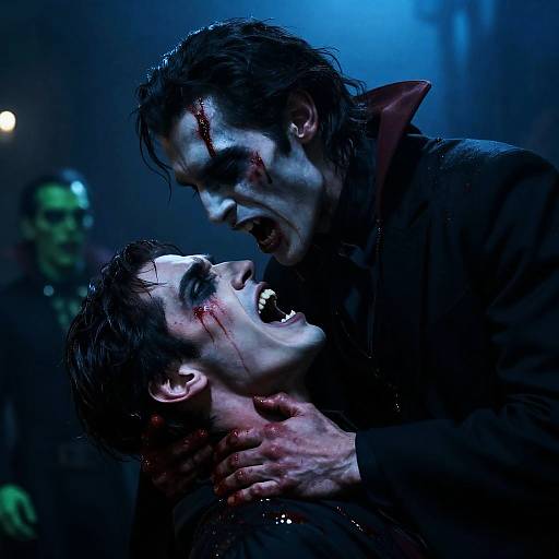 Intense Vampire Confrontation in Dark Setting