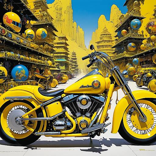 Vibrant Yellow Harley-Davidson Art