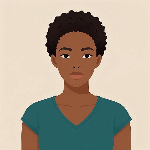 Forward Facing African American Woman Illustration