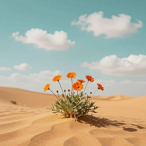 Vibrant Daisies on Desert Dunes