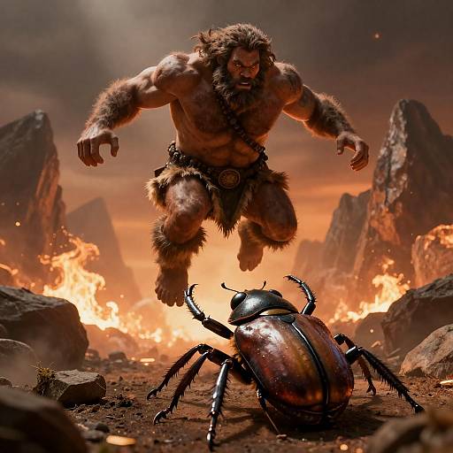 Caveman vs Armored Beetle Showdown